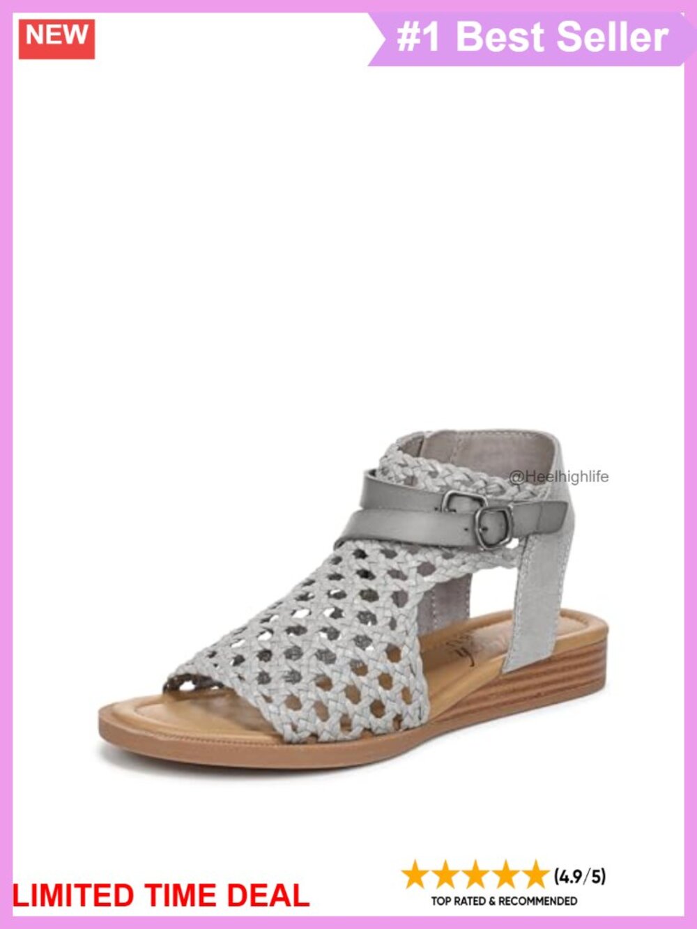 Woven Lattice Strappy Ankle Strap Open Toe Wedge Sandals for Women Casual
